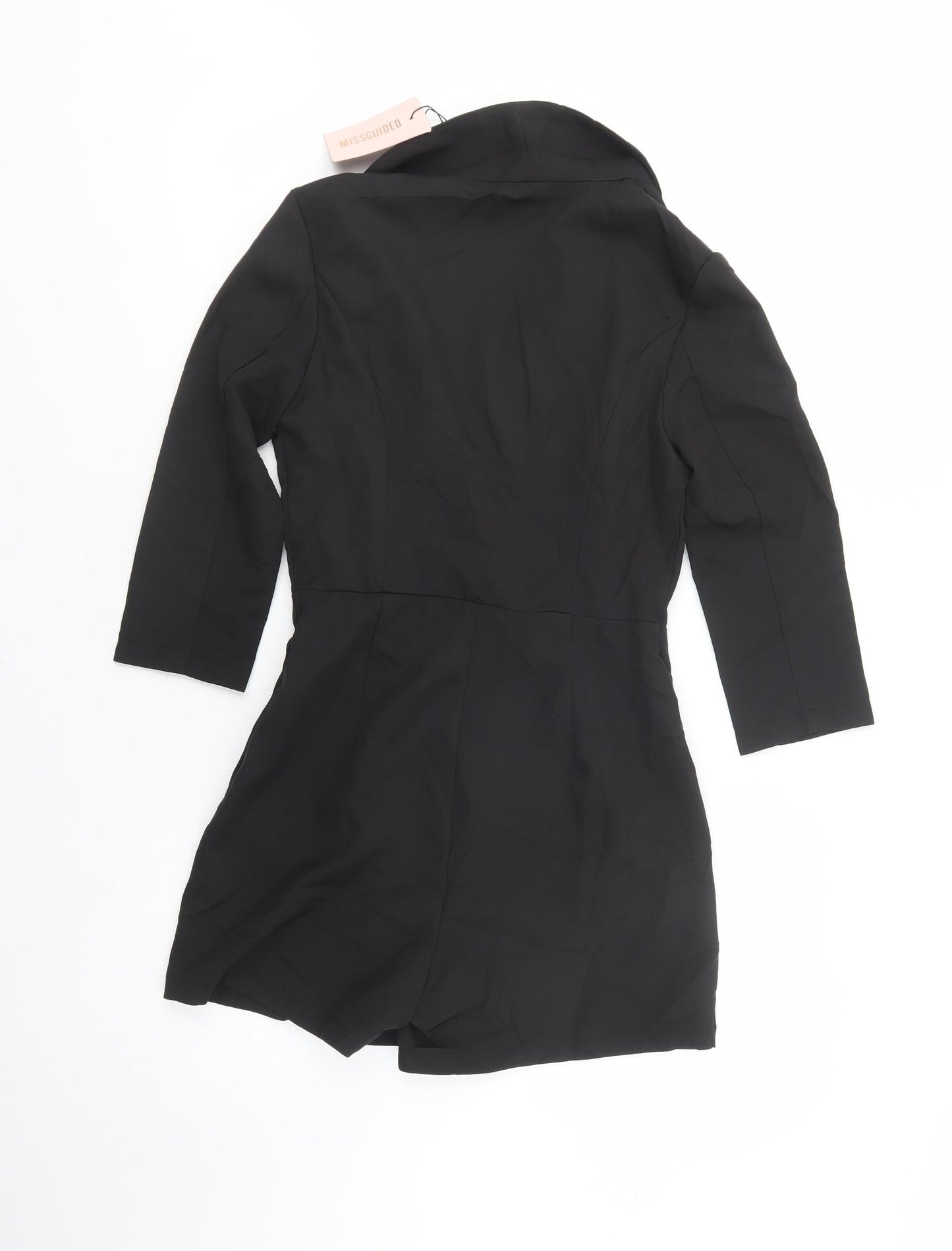 Missguided Womens Black  Polyester Playsuit One-Piece Size 8  Zip