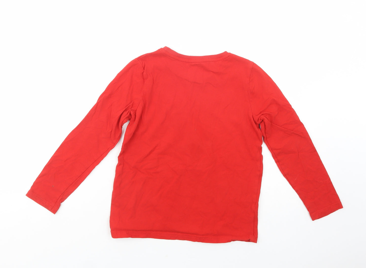 Primark Girls Red  Cotton Pullover Polo Size 9-10 Years Crew Neck Pullover - Rudolph Christmas