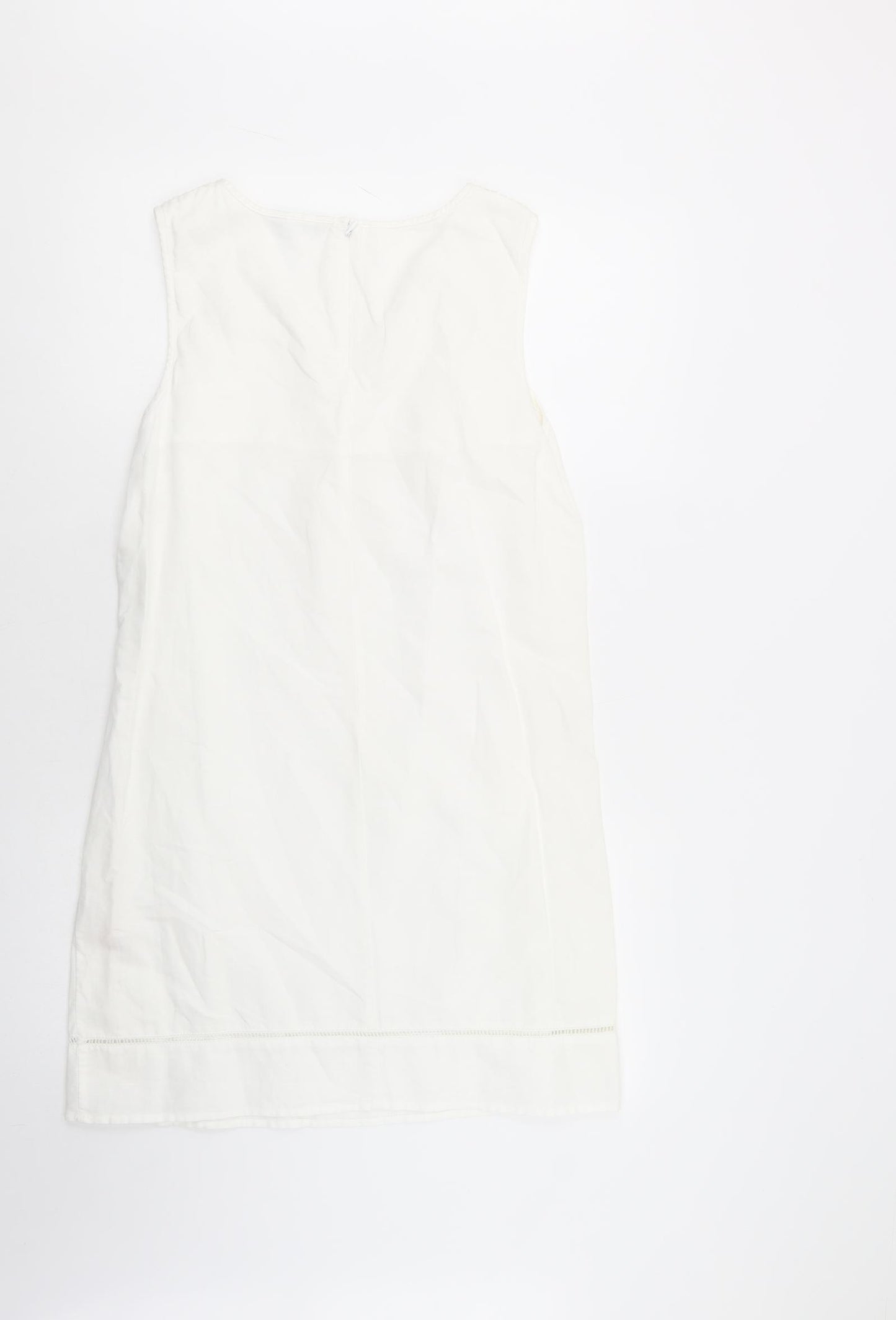 F&F Womens White  Linen Shift  Size 12  Scoop Neck Zip