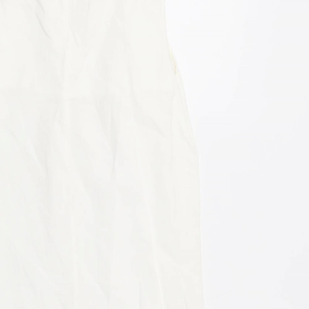 F&F Womens White  Linen Shift  Size 12  Scoop Neck Zip