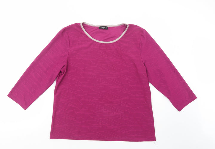 Klass Womens Purple Polyester Basic Blouse Size L Boat Neck