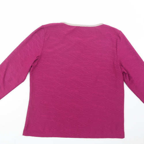 Klass Womens Purple  Polyester Basic Blouse Size L Boat Neck