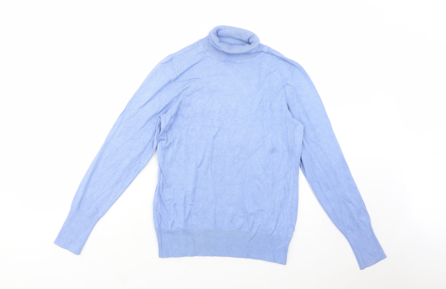 Dunnes Stores Womens Blue Roll Neck  Viscose Pullover Jumper Size M
