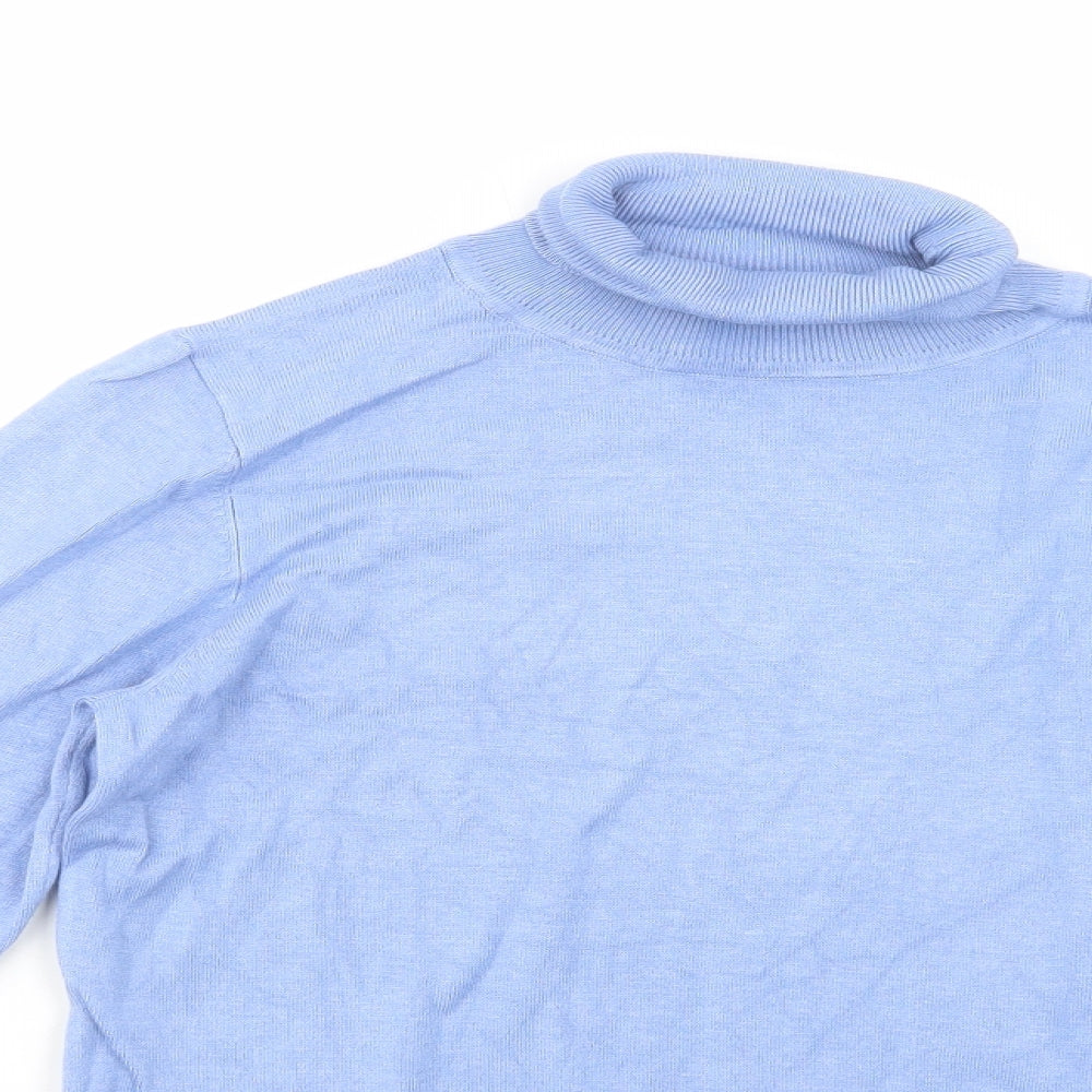 Dunnes Stores Womens Blue Roll Neck  Viscose Pullover Jumper Size M
