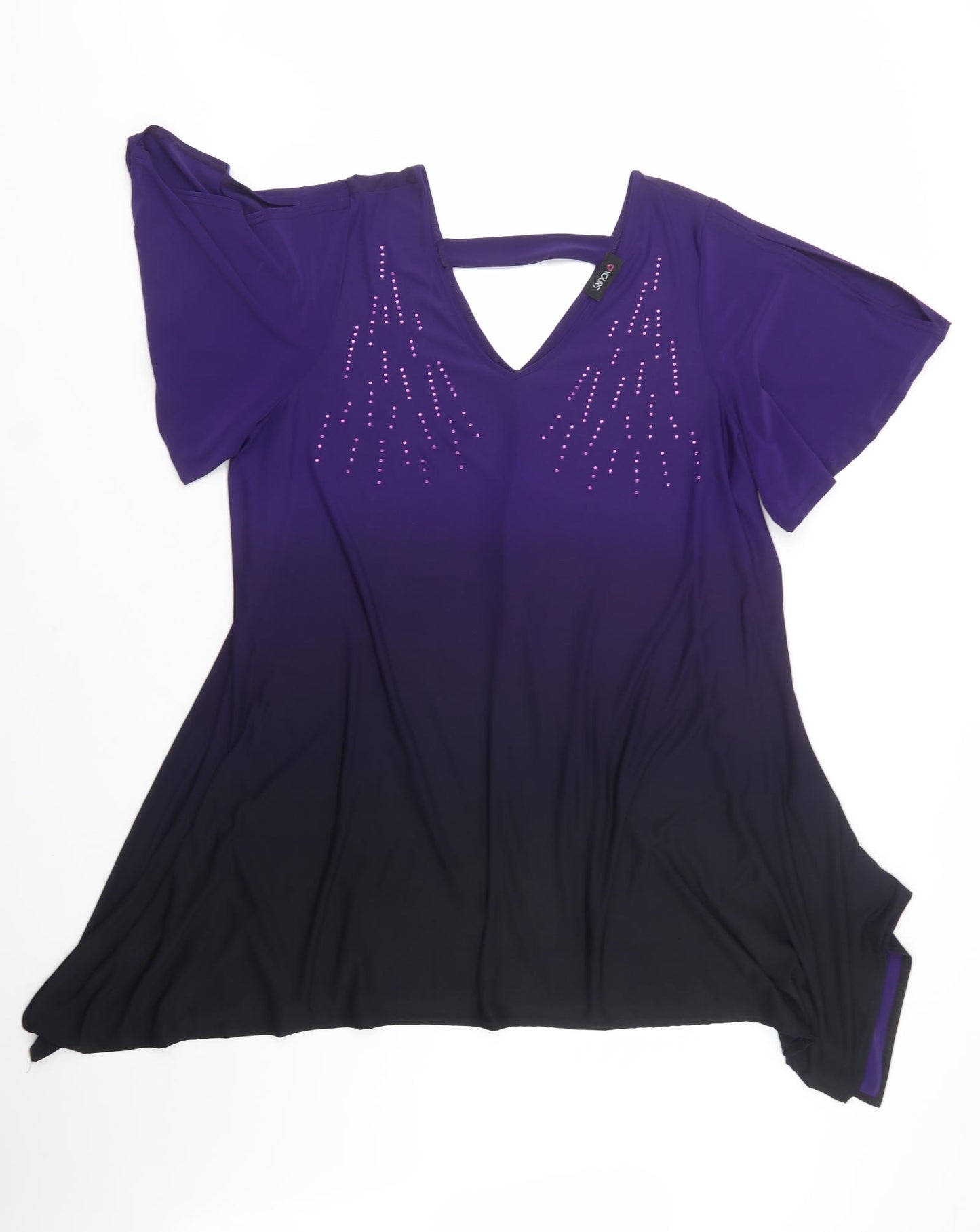 Love Yours Womens Purple  Polyester Tunic Blouse Size 22 V-Neck