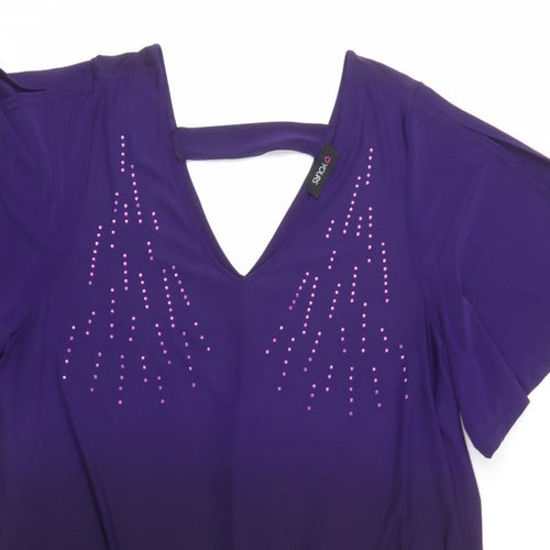 Love Yours Womens Purple  Polyester Tunic Blouse Size 22 V-Neck