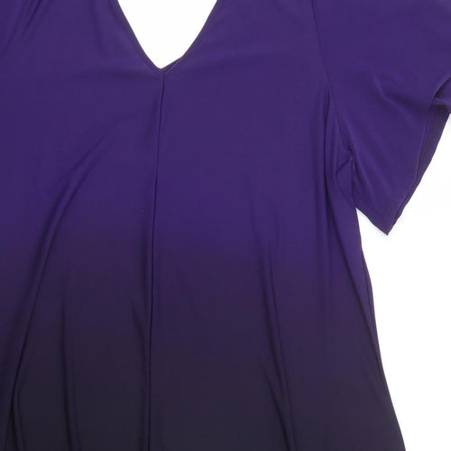 Love Yours Womens Purple  Polyester Tunic Blouse Size 22 V-Neck