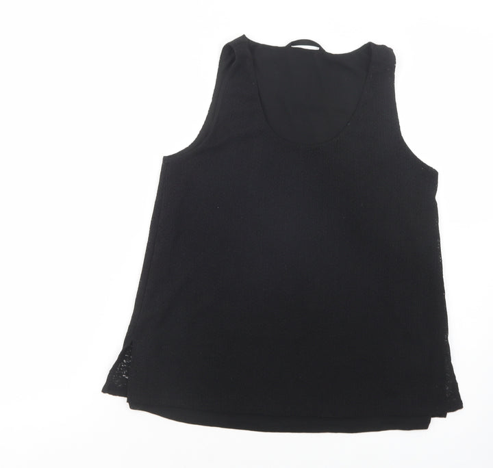 Dunnes Stores Womens Black Polyester Basic Tank Size S Scoop Neck