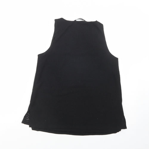 Dunnes Stores Womens Black  Polyester Basic Tank Size S Scoop Neck