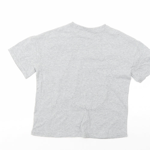NEXT Girls Grey  Cotton Pullover T-Shirt Size 9 Years Crew Neck Pullover - Cat