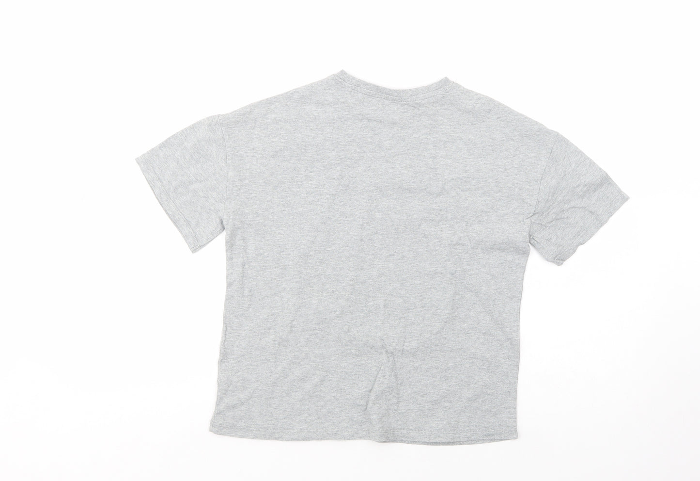 NEXT Girls Grey  Cotton Pullover T-Shirt Size 9 Years Crew Neck Pullover - Cat