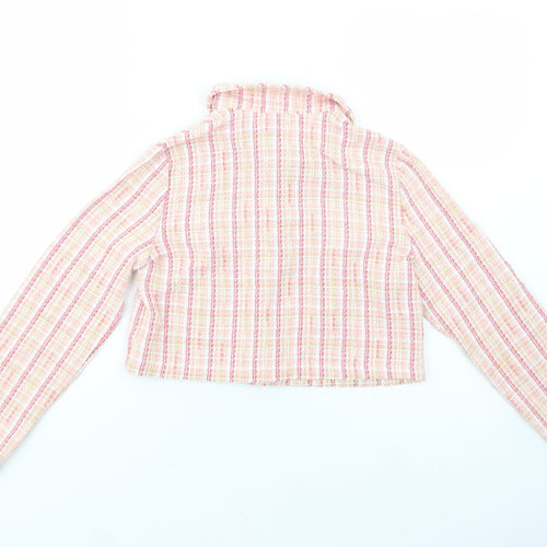 SheIn Girls Pink Plaid  Jacket Blazer Size 10 Years  Button