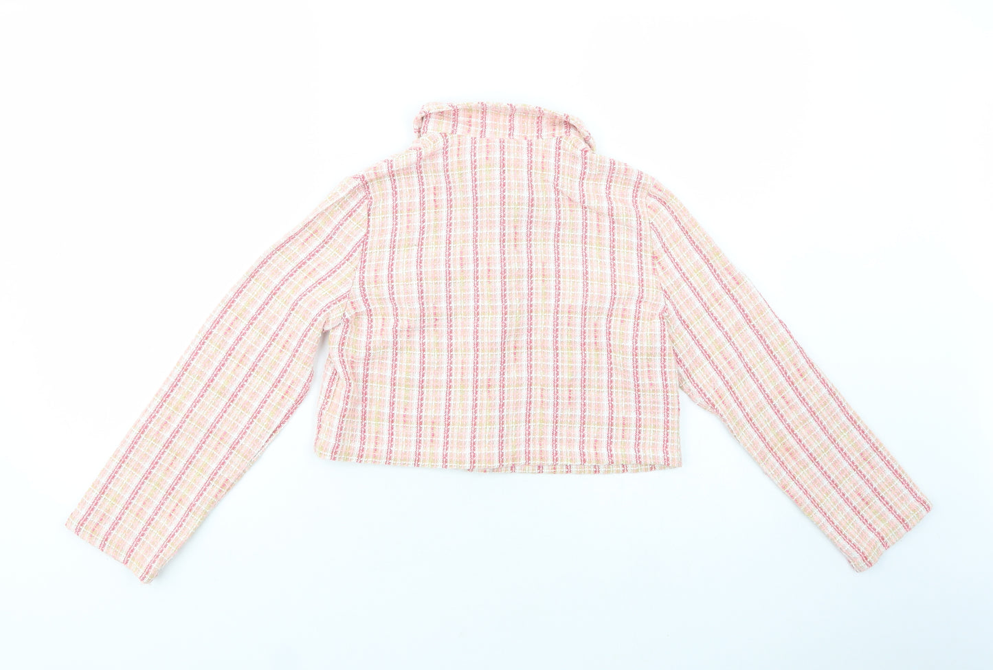 SheIn Girls Pink Plaid  Jacket Blazer Size 10 Years  Button