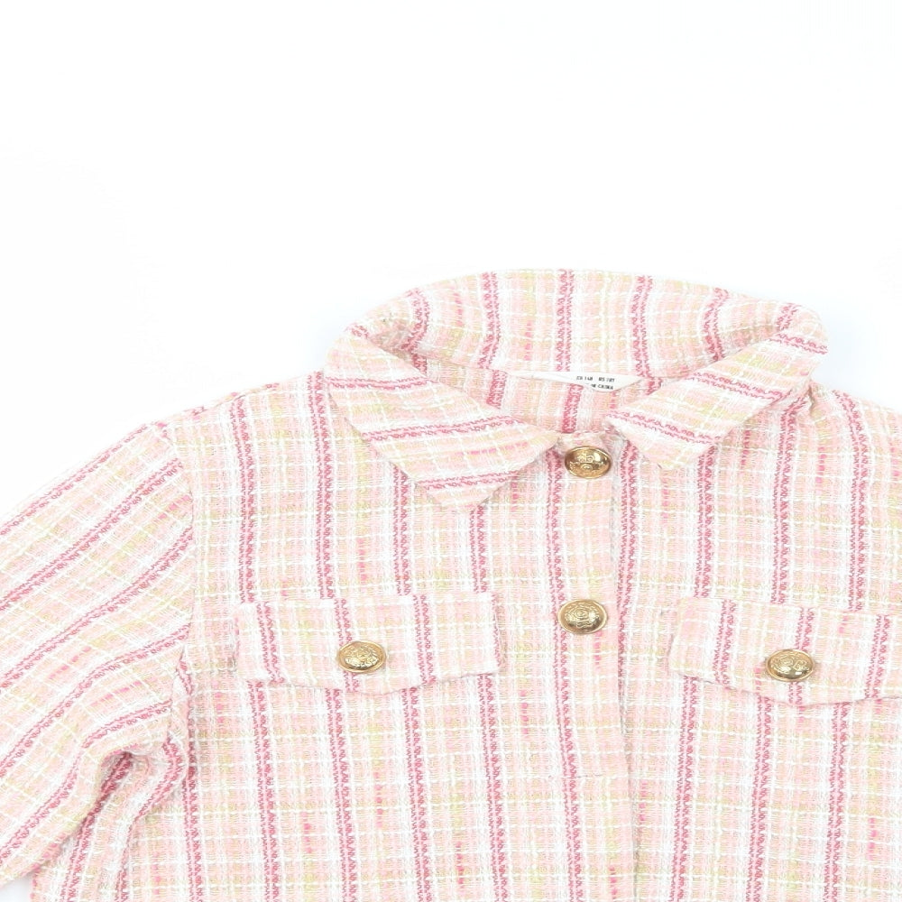 SheIn Girls Pink Plaid  Jacket Blazer Size 10 Years  Button