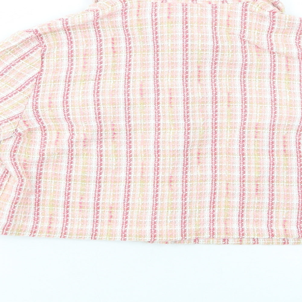 SheIn Girls Pink Plaid  Jacket Blazer Size 10 Years  Button