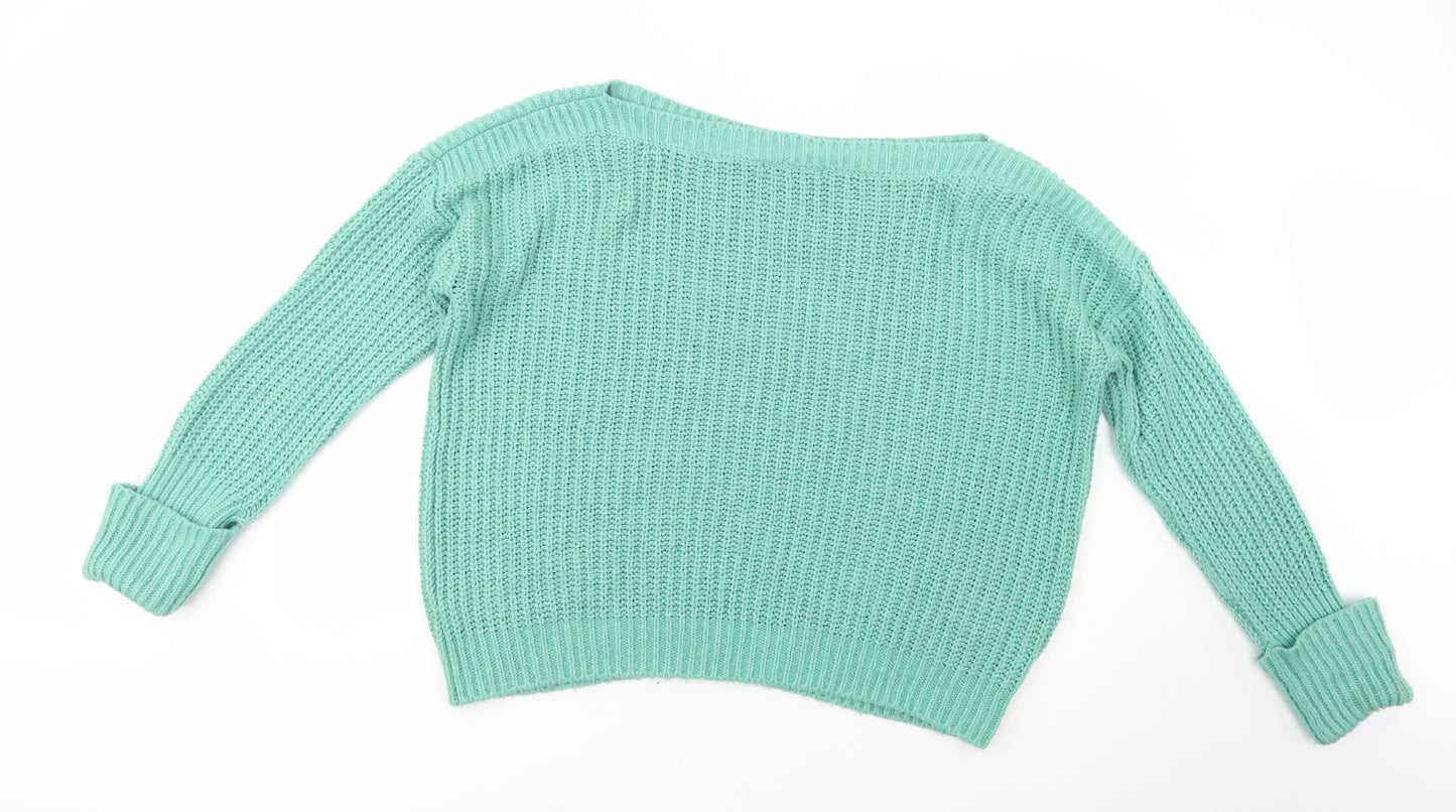 George Womens Green Boat Neck  Acrylic Pullover Jumper Size XL