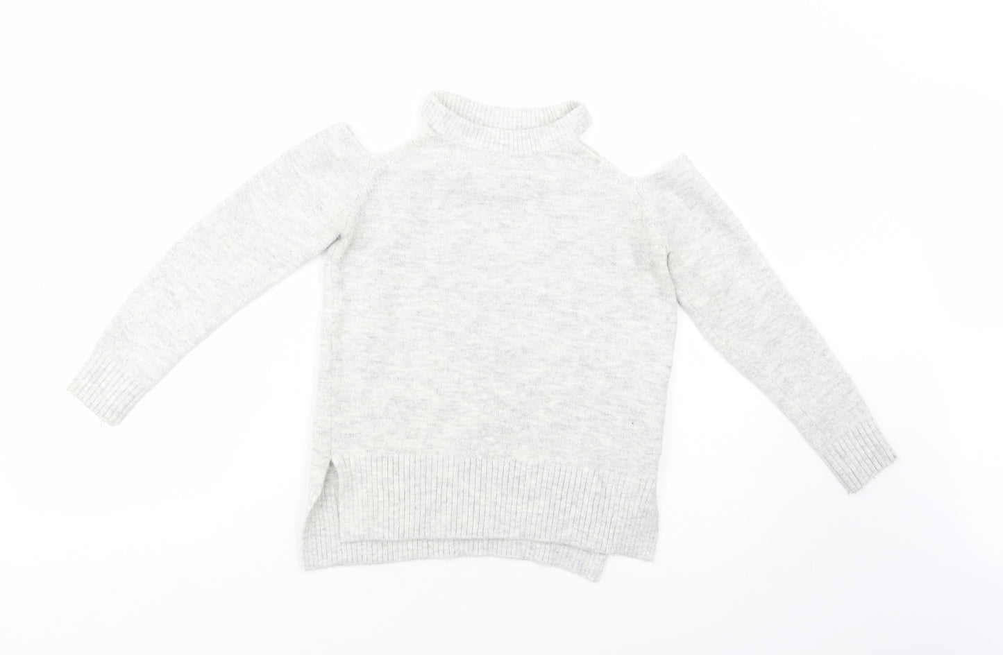 Primark Womens Grey Crew Neck  Acrylic Pullover Jumper Size 6   - Cold Shoulder