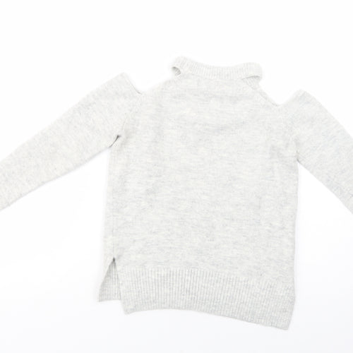 Primark Womens Grey Crew Neck  Acrylic Pullover Jumper Size 6   - Cold Shoulder