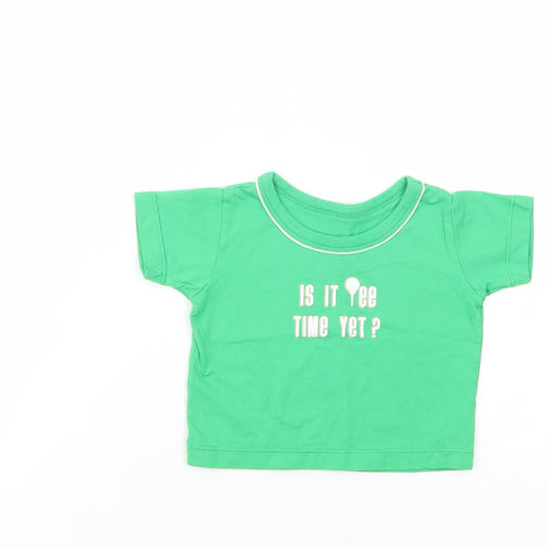 Mothercare Baby Green  Cotton Pullover T-Shirt Size 0-3 Months Crew Neck Pullover