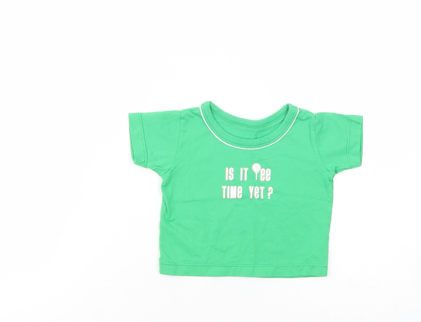 Mothercare Baby Green  Cotton Pullover T-Shirt Size 0-3 Months Crew Neck Pullover