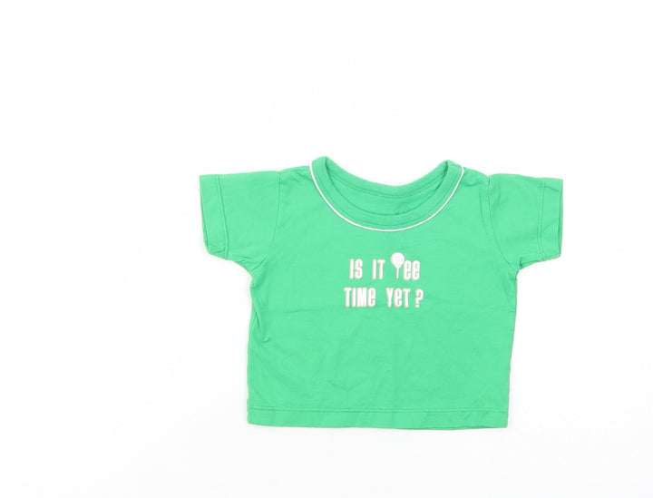 Mothercare Baby Green  Cotton Pullover T-Shirt Size 0-3 Months Crew Neck Pullover