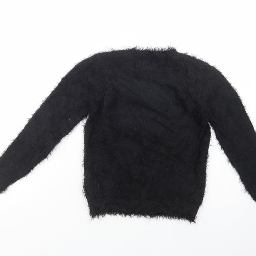Marks and Spencer Girls Black Crew Neck  Polyamide Pullover Jumper Size 8-9 Years  Pullover - Unicorn