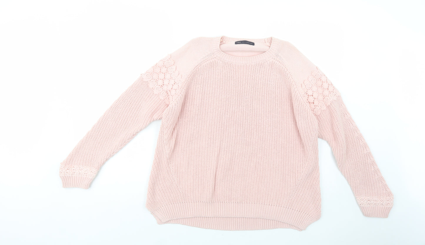 Marks and Spencer Womens Pink Crew Neck  Cotton Pullover Jumper Size 16