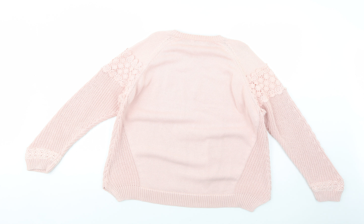 Marks and Spencer Womens Pink Crew Neck  Cotton Pullover Jumper Size 16