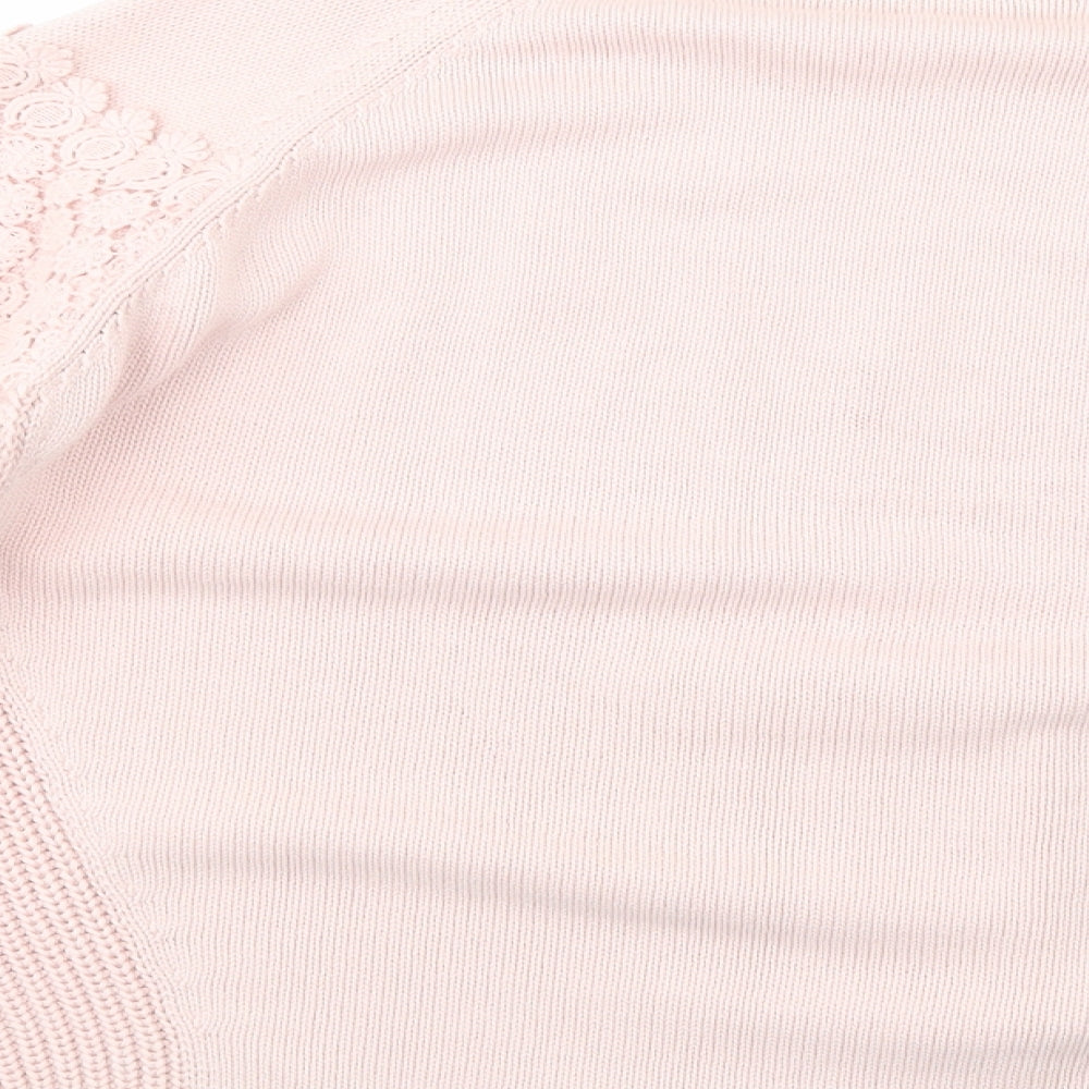 Marks and Spencer Womens Pink Crew Neck  Cotton Pullover Jumper Size 16