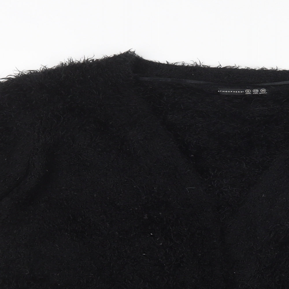 Atmosphere Womens Black V-Neck  Polyester Cardigan Jumper Size 12