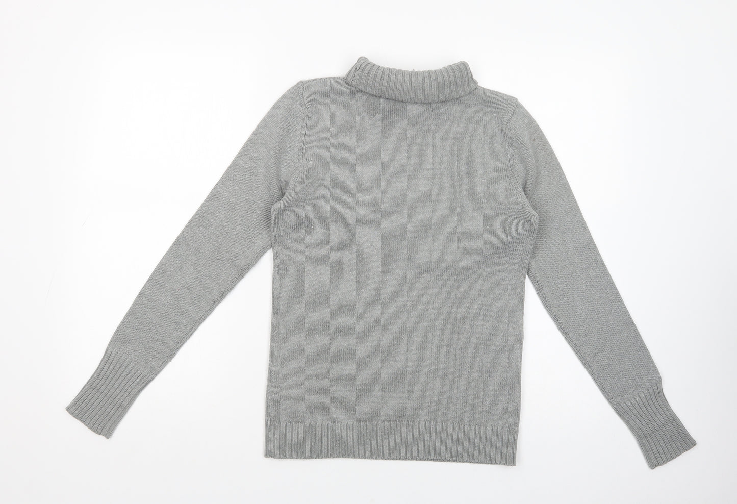 Lidl Womens Grey Roll Neck  Cotton Pullover Jumper Size 8