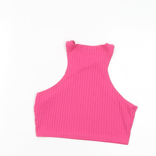 Femme Luxe Womens Pink  Polyester Cropped Tank Size 8 Crew Neck