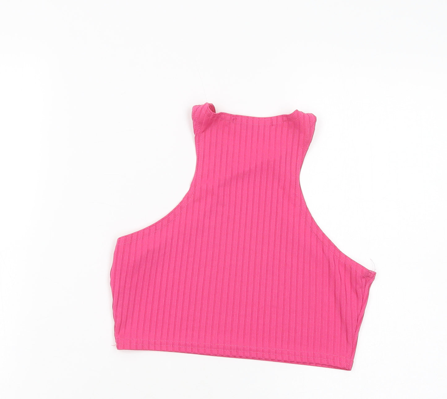 Femme Luxe Womens Pink  Polyester Cropped Tank Size 8 Crew Neck