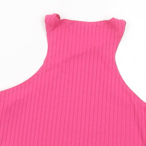 Femme Luxe Womens Pink  Polyester Cropped Tank Size 8 Crew Neck