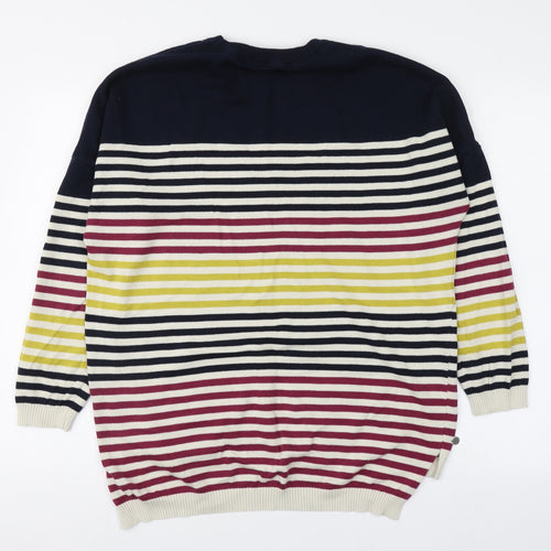 Brakburn Womens Multicoloured Round Neck Striped Cotton Pullover Jumper Size 10