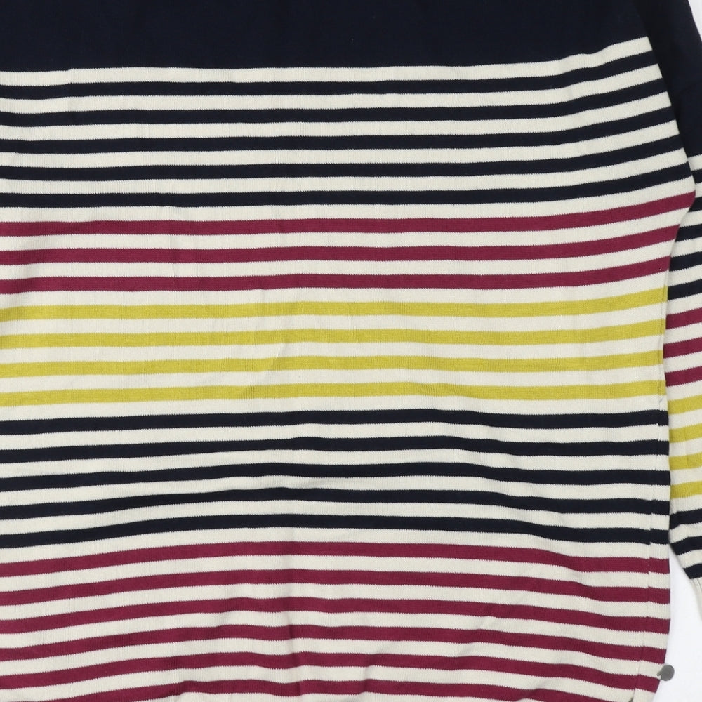 Brakburn Womens Multicoloured Round Neck Striped Cotton Pullover Jumper Size 10
