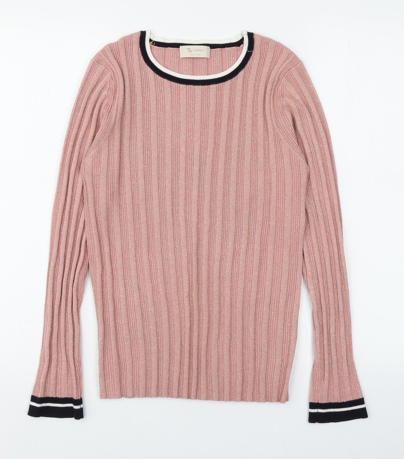 TU Womens Pink Round Neck  Viscose Pullover Jumper Size 16