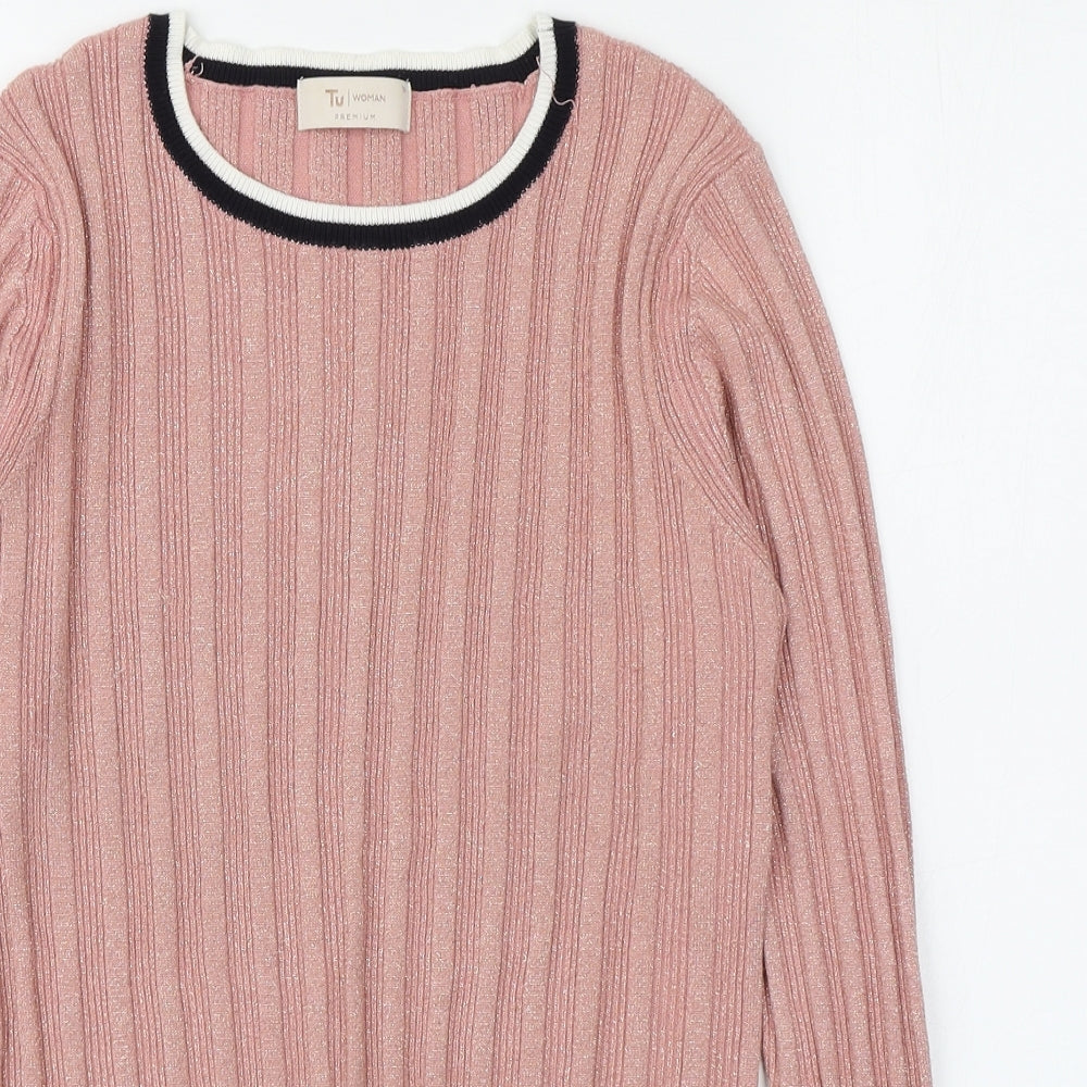 TU Womens Pink Round Neck  Viscose Pullover Jumper Size 16