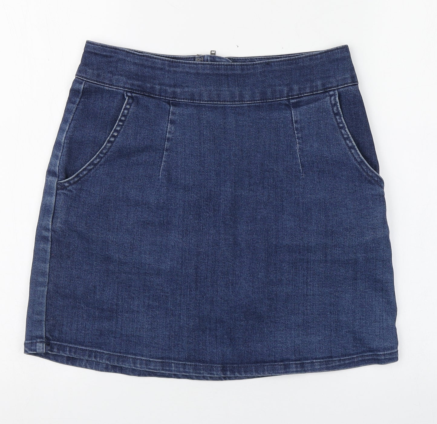 Denim & Co. Womens Blue  Cotton Mini Skirt Size 8   Zip