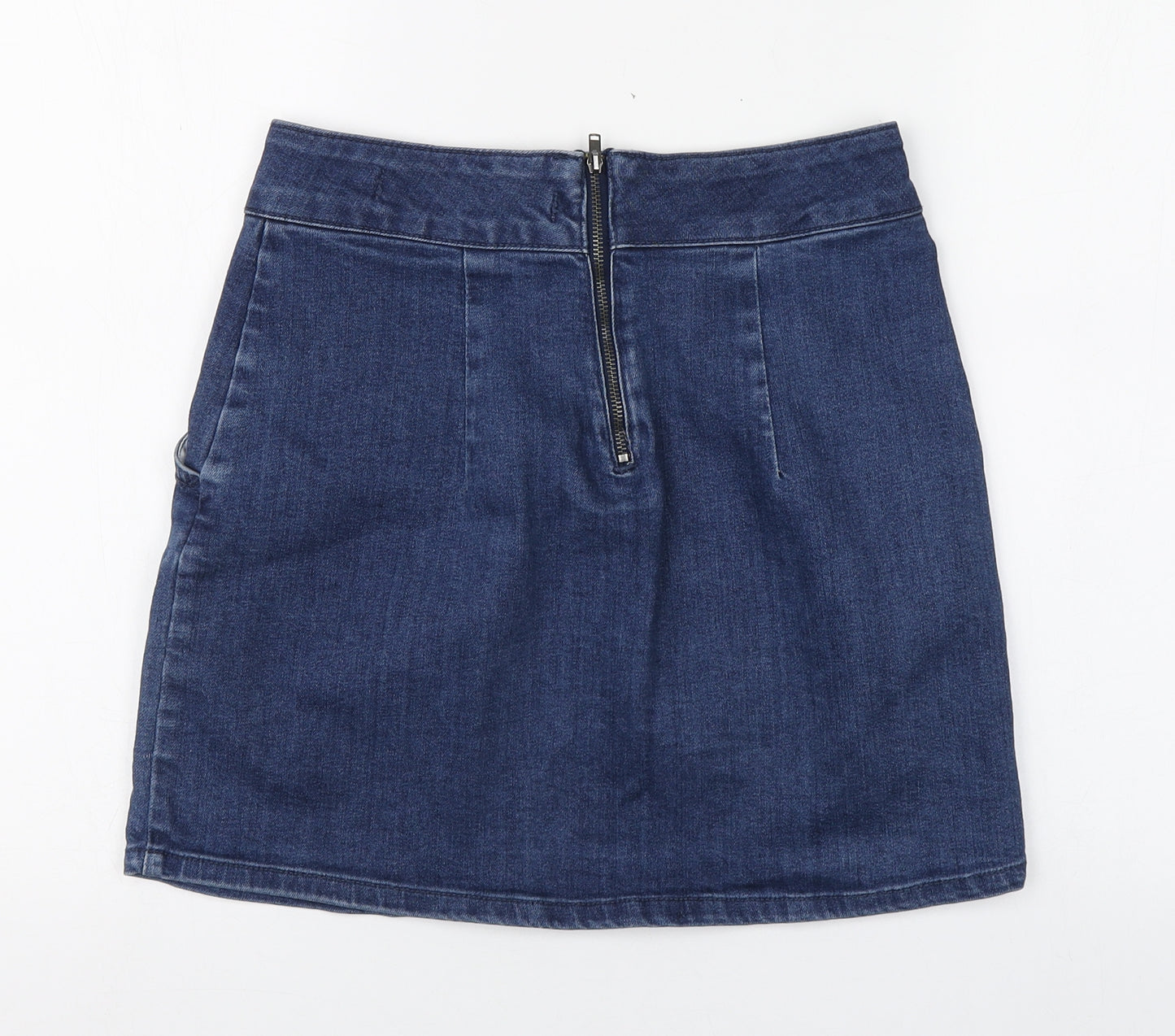 Denim & Co. Womens Blue  Cotton Mini Skirt Size 8   Zip
