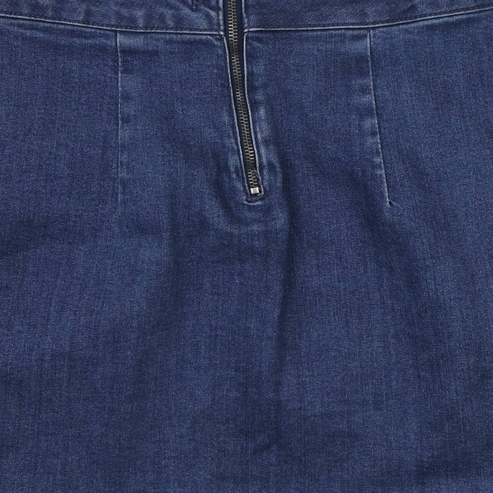 Denim & Co. Womens Blue  Cotton Mini Skirt Size 8   Zip