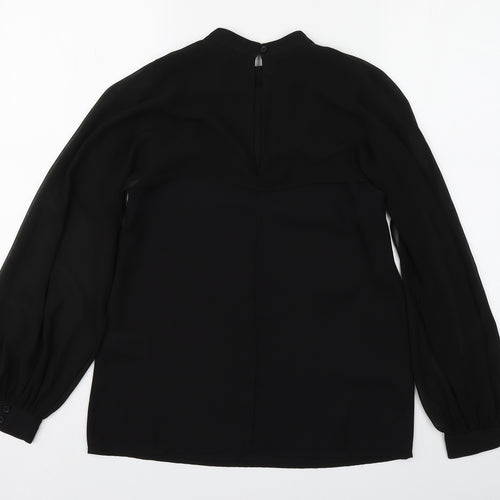 Warehouse Womens Black  Polyester Basic Blouse Size 6 Round Neck