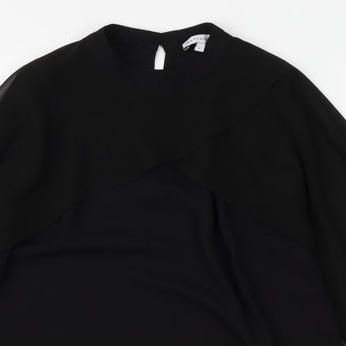 Warehouse Womens Black  Polyester Basic Blouse Size 6 Round Neck