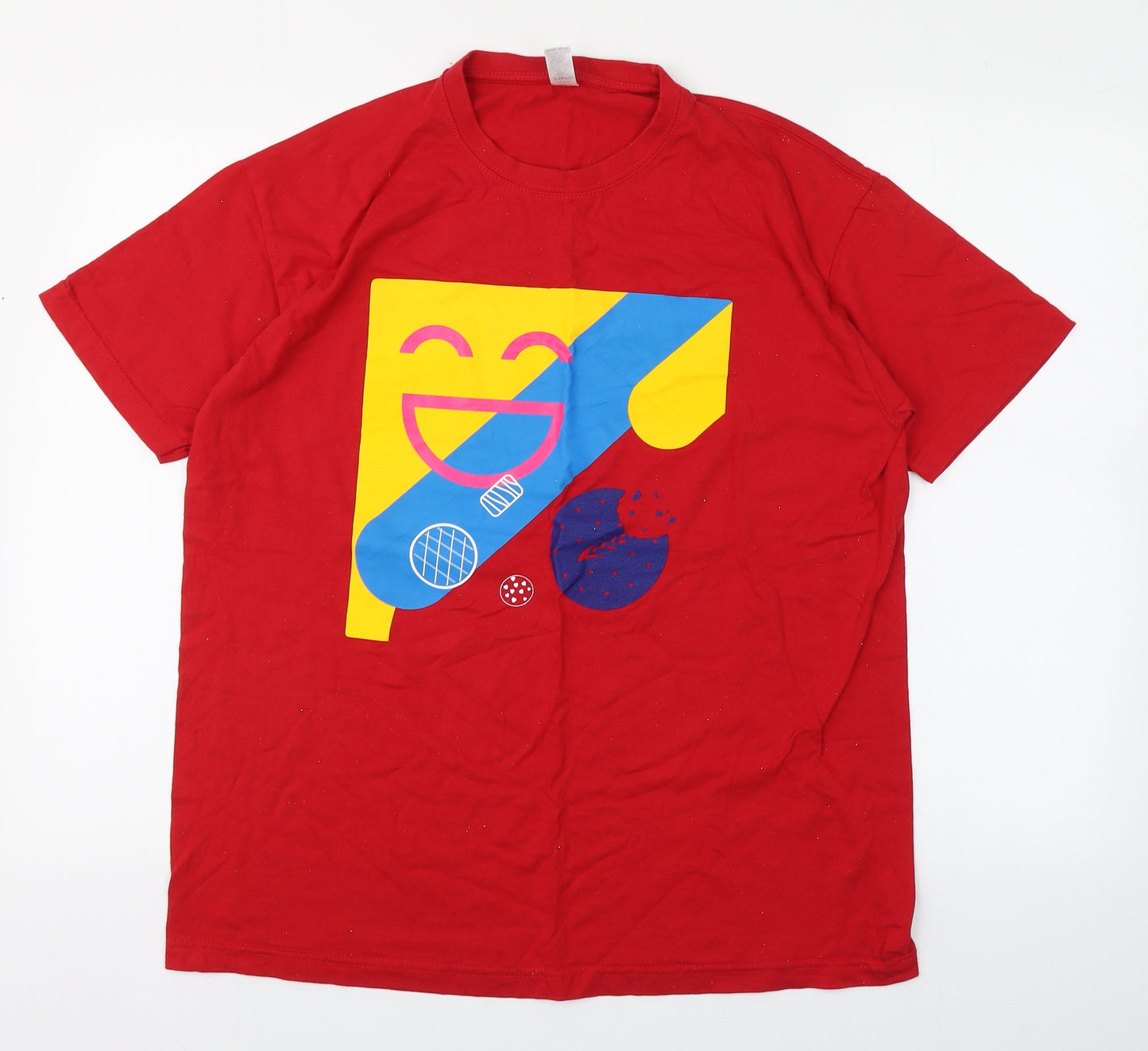 Imerial Mens Red  Cotton  T-Shirt Size L Round Neck