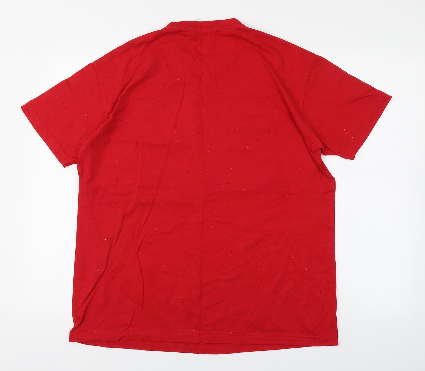 Imerial Mens Red  Cotton  T-Shirt Size L Round Neck