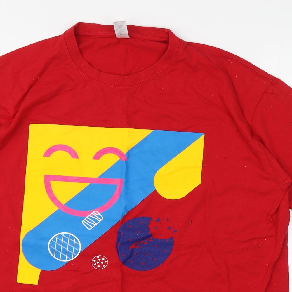Imerial Mens Red  Cotton  T-Shirt Size L Round Neck