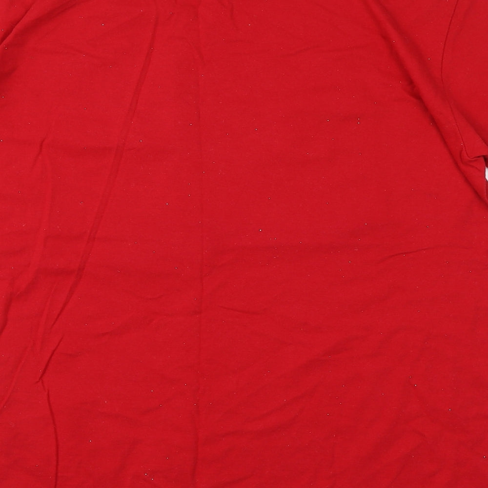 Imerial Mens Red  Cotton  T-Shirt Size L Round Neck