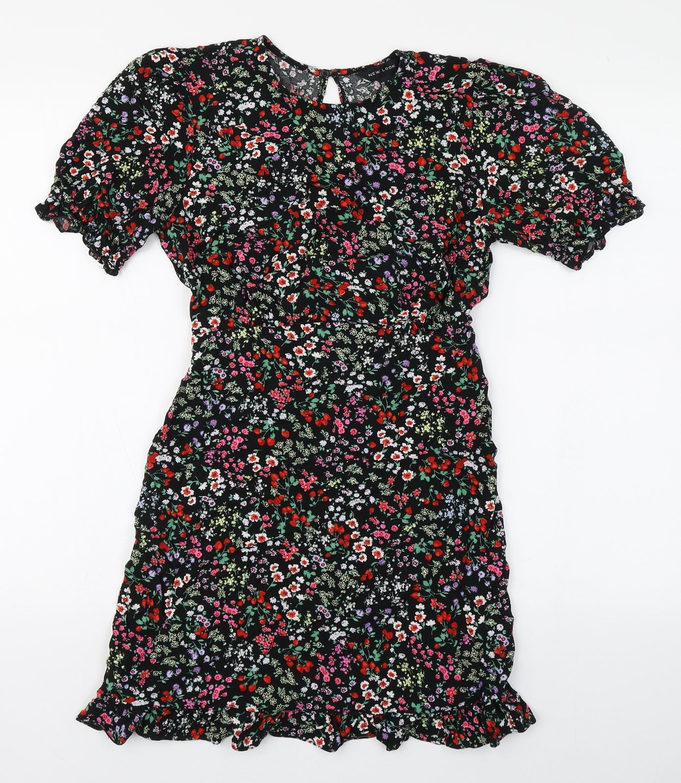 New Look Womens Multicoloured Floral Viscose Sheath  Size 8  Round Neck Button