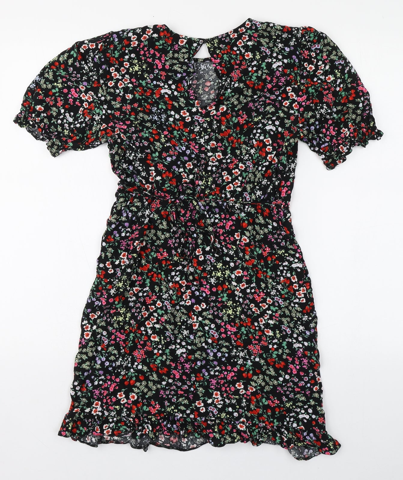 New Look Womens Multicoloured Floral Viscose Sheath  Size 8  Round Neck Button