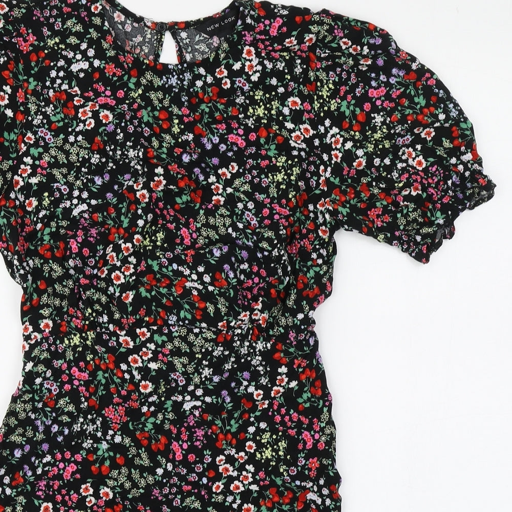 New Look Womens Multicoloured Floral Viscose Sheath  Size 8  Round Neck Button